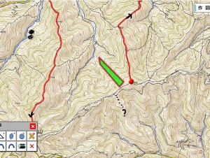 国土地理院の 1/25K に某所のルートを落とし込んだもの。自粛要請ルート（禁止ではない）ではあったが、数Km隣の喧騒が信じられない美しいトレイルでした。
