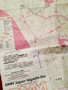 これがOMMで使用した地図。国土地理院の1/25k がベースになっている。濃淡薄くて見にくかった。（ローガンズ？）