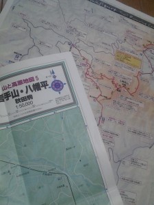 ”カルデラトレイル22km”の大会コースを中心に七時雨トレイルエリア全体のガイドマップ。